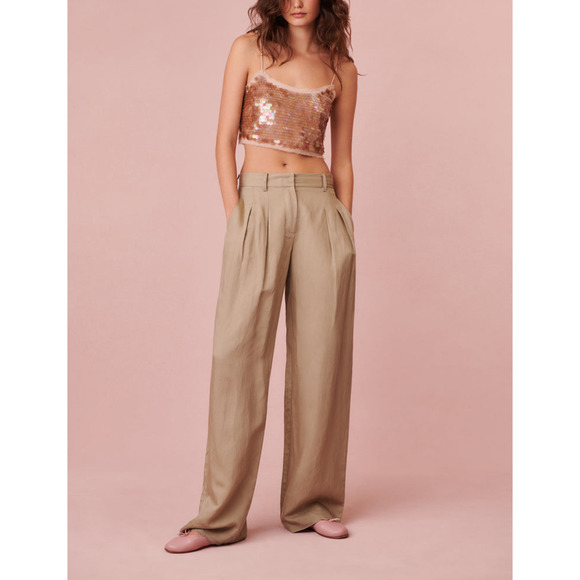 Loveshackfancy 'Adams' Green Everyday Tailored Pant Size 4 - NWT